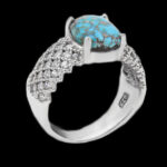 انگشتر فیروزه نیشابوری نقره زنانه طرح بهارک