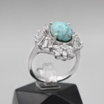 انگشتر فیروزه نیشابوری نقره زنانه طرح حنانه - Image 3