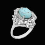 انگشتر فیروزه نیشابوری نقره زنانه طرح حنانه