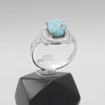 انگشتر فیروزه نیشابوری نقره زنانه طرح خاتون - Image 3