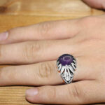 انگشتر آمیتیست نقره مردانه طرح شهریار - Image 4