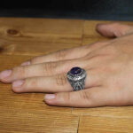 انگشتر آمیتیست نقره مردانه طرح ماهان - Image 4