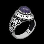 انگشتر آمیتیست نقره مردانه طرح ماهان - Image 5