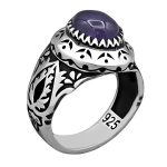 انگشتر آمیتیست نقره مردانه طرح ماهان