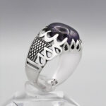 انگشتر آمیتیست نقره مردانه طرح سبحان - Image 3