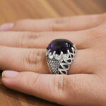 انگشتر آمیتیست نقره مردانه طرح سبحان - Image 2