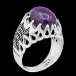 انگشتر آمیتیست نقره مردانه طرح سبحان