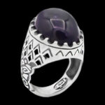 انگشتر آمیتیست نقره مردانه طرح فاخر شاهین