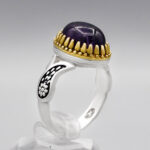 انگشتر آمیتیست نقره مردانه طرح دور طلایی فرشاد - Image 2