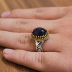 انگشتر آمیتیست نقره مردانه طرح دور طلایی فرشاد - Image 4