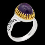 انگشتر آمیتیست نقره مردانه طرح دور طلایی فرشاد - Image 5