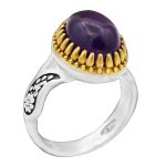 انگشتر آمیتیست نقره مردانه طرح دور طلایی فرشاد