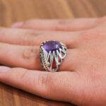 انگشتر آمیتیست نقره مردانه طرح آدام - Image 4