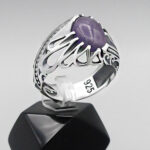 انگشتر آمیتیست نقره مردانه طرح آدام - Image 2