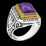 انگشتر آمیتیست نقره مردانه طرح دور طلایی سهراب - Image 5