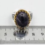 انگشتر آمیتیست نقره مردانه طرح دور طلایی شهرام - Image 2