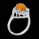 انگشتر عقیق سرخ یمنی نقره زنانه طرح مهتاب - Image 4