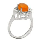 انگشتر عقیق سرخ یمنی نقره زنانه طرح مهتاب