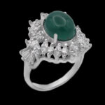 انگشتر عقیق سبز نقره زنانه طرح هانا