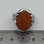 انگشتر عقیق سرخ نقره مردانه طرح دور طلایی "اَلمُلکُ لِلّه" - Image 2