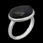 انگشتر عقیق مشکی الماس تراش نقره مردانه طرح رحیم + حرز امام جواد (ع) + تربت امام حسین (ع)