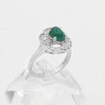 انگشتر عقیق سبز نقره زنانه طرح آینه - Image 3