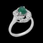 انگشتر عقیق سبز نقره زنانه طرح آینه - Image 4