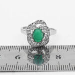 انگشتر عقیق سبز نقره زنانه طرح آینه - Image 2