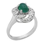 انگشتر عقیق سبز نقره زنانه طرح آینه