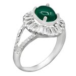 انگشتر عقیق سبز نقره زنانه طرح سما