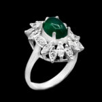 انگشتر عقیق سبز نقره زنانه طرح حمیرا