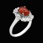 انگشتر عقیق سرخ نقره زنانه طرح آسمان - Image 4