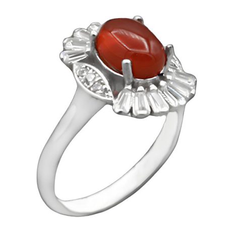 انگشتر عقیق سرخ نقره زنانه طرح آسمان