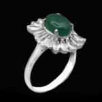 انگشتر عقیق سبز نقره زنانه طرح مهری