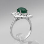 انگشتر عقیق سبز نقره زنانه طرح مهری - Image 2