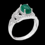 انگشتر عقیق سبز نقره زنانه طرح گلرخ - Image 4