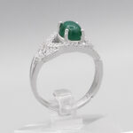 انگشتر عقیق سبز نقره زنانه طرح گلرخ - Image 2