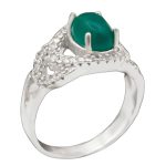 انگشتر عقیق سبز نقره زنانه طرح گلرخ