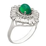 انگشتر عقیق سبز نقره زنانه طرح بهنوش