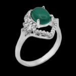 انگشتر عقیق سبز نقره زنانه طرح مهناز