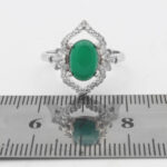 انگشتر عقیق سبز نقره زنانه طرح مهناز - Image 2