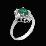 انگشتر عقیق سبز نقره زنانه طرح ساناز - Image 4