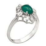 انگشتر عقیق سبز نقره زنانه طرح ساناز