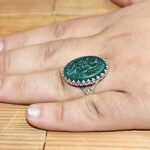 انگشتر عقیق سبز نقره مردانه طرح "یا حیدر (ع)" - Image 5