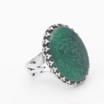 انگشتر عقیق سبز نقره مردانه طرح "یا حیدر (ع)" - Image 2