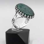 انگشتر عقیق سبز نقره مردانه طرح "یا حیدر (ع)" - Image 4