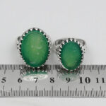 ست انگشتر عقیق سبز نقره مردانه و زنانه طرح روح الامین ۳ با حکاکی یا علی (ع) و یا زهرا (س) - Image 3