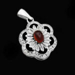 گردنبند عقیق سرخ نقره زنانه طرح صدف - Image 3