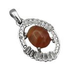 گردنبند عقیق سلیمانی نقره زنانه طرح مهدیه