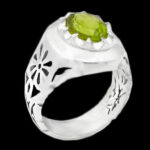 انگشتر زبرجد الماس تراش نقره دست ساز مردانه طرح شروین - Image 4